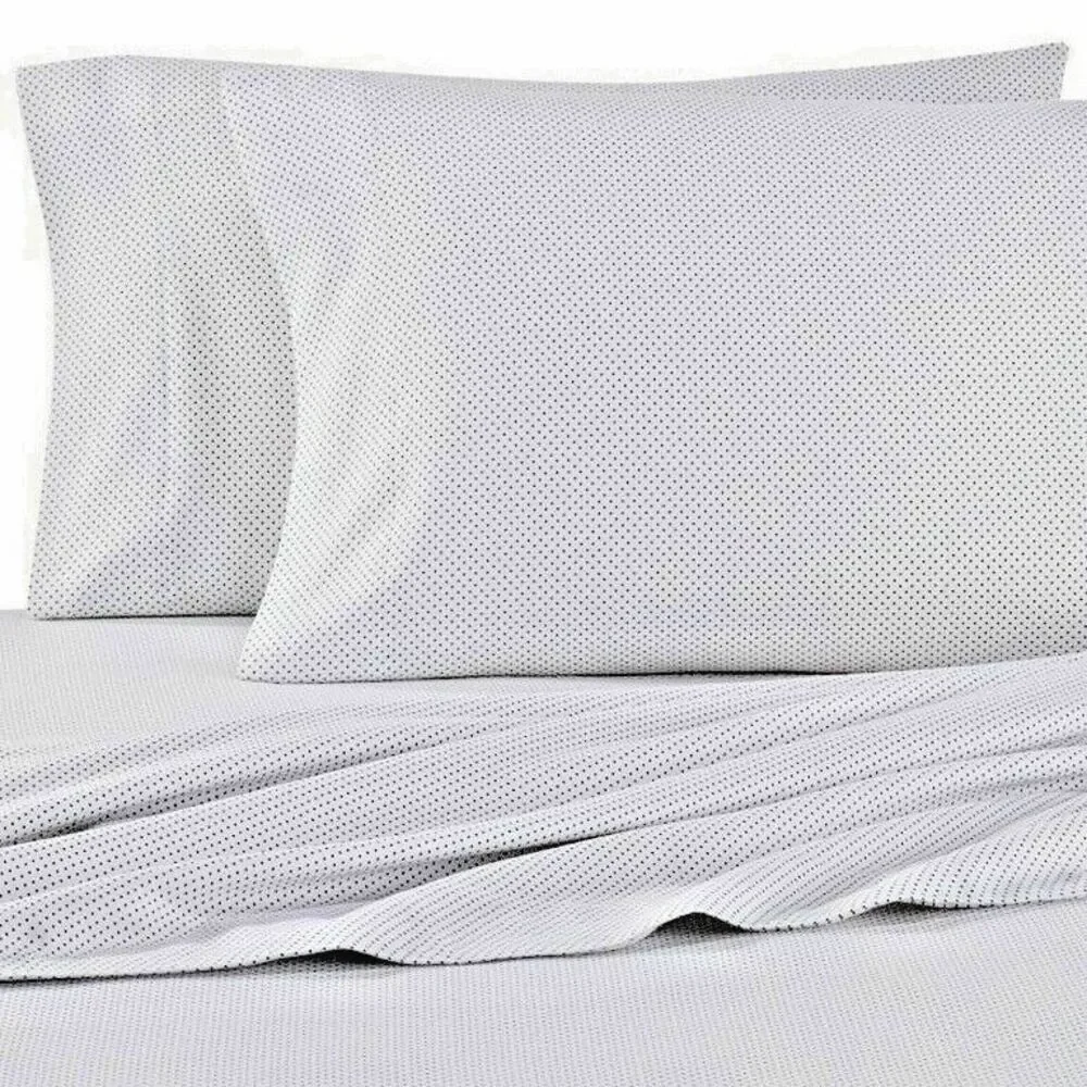 Seasons King Size Flannel Pillowcases Heavyweight Polka Dots White Gray Set of 2